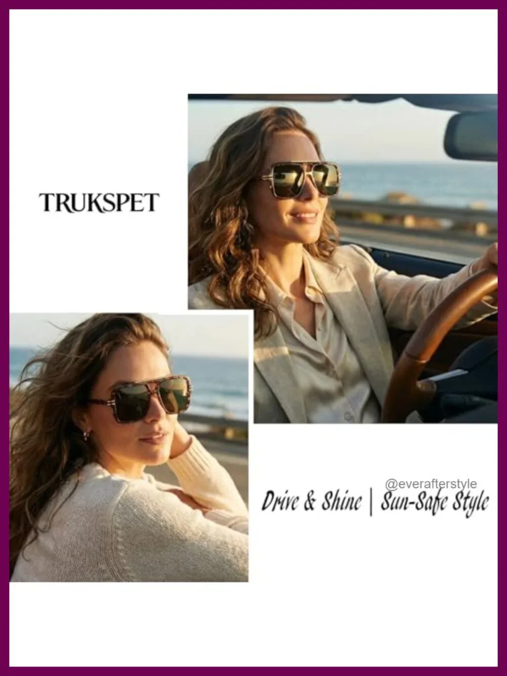 Polarized Oversized Aviator Sunglasses UV400 Protection Women's Fashion Frame